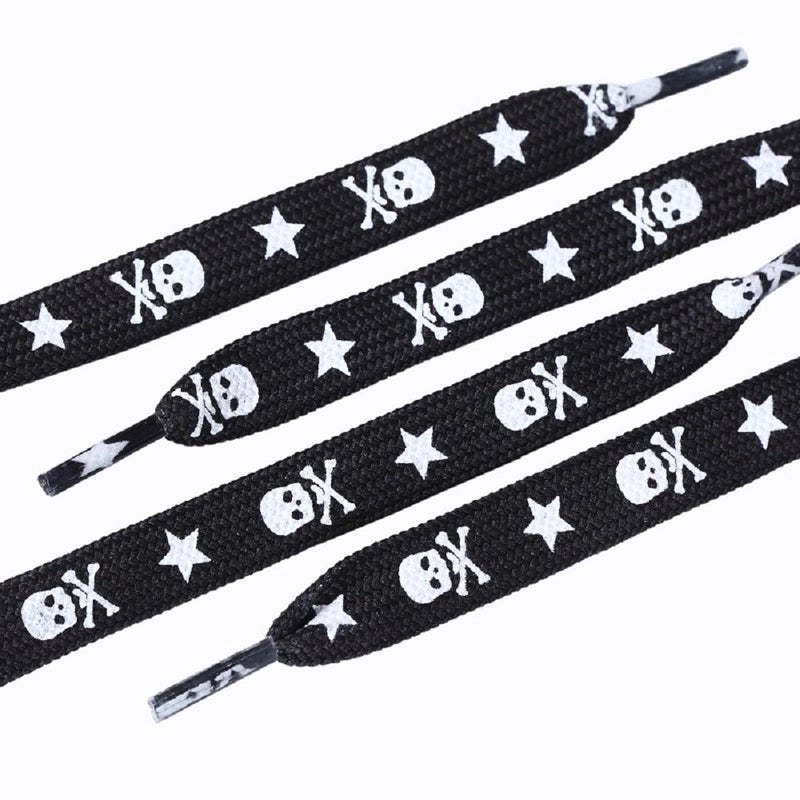 Xiazw 47" Cool Flat Women Men Shoelace Shoe Laces String,2 Pair Pack (Black) - Image 1